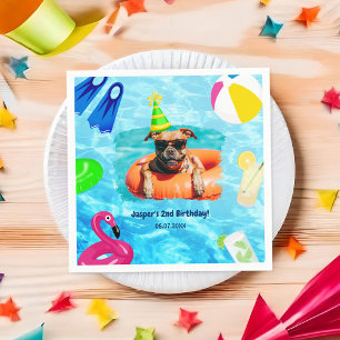 Dog Pool Party Puppy Pawty Birthday Napkins
