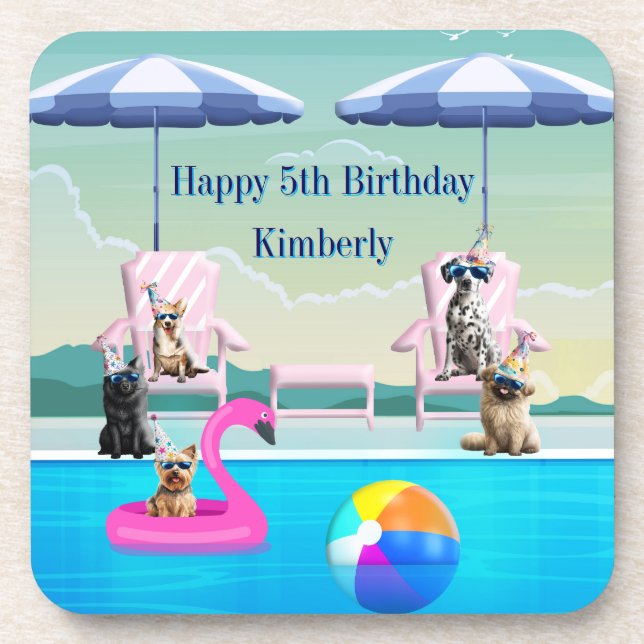 Dog Pool Pawty Beverage Coaster (Front)