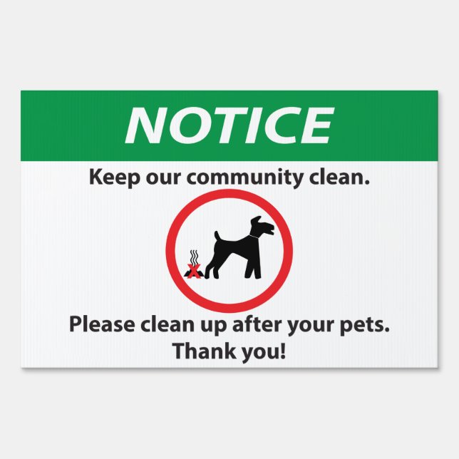 Dog Poop Clean up after your pet Yard Sign (Back)