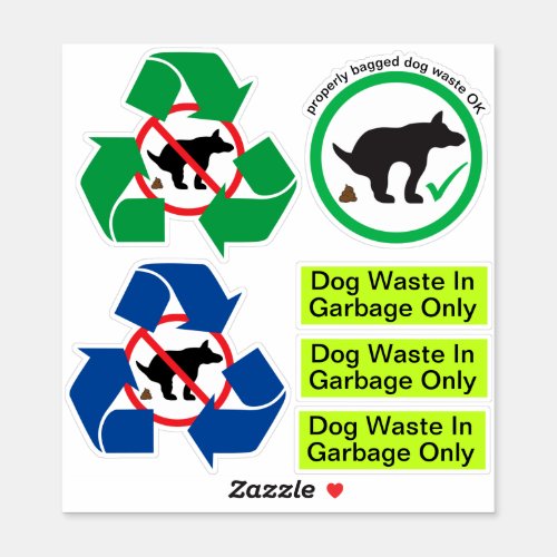 Dog Poop Sticker Set Recycle Yard Waste Garbage