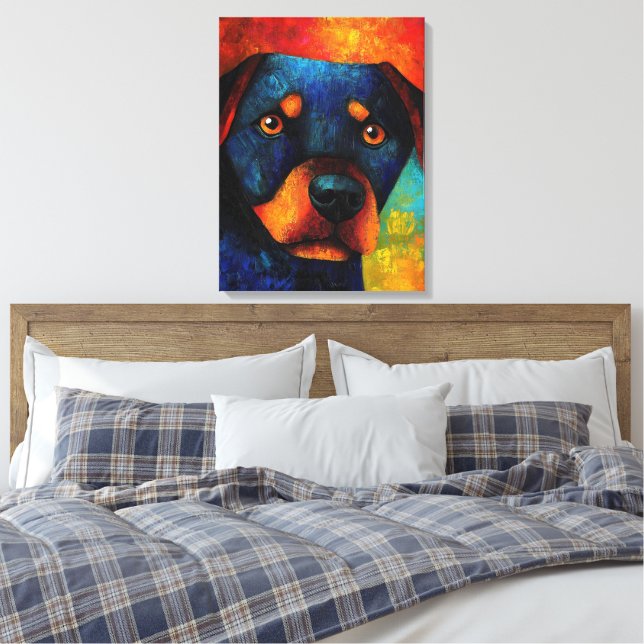 Dog Portrait Art Canvas Print (Insitu(Bedroom))