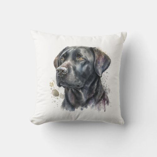 Dog Portrait Black Labrador Retriever Throw Pillow