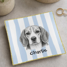 Dog Portrait Blue Striped Pet Name
