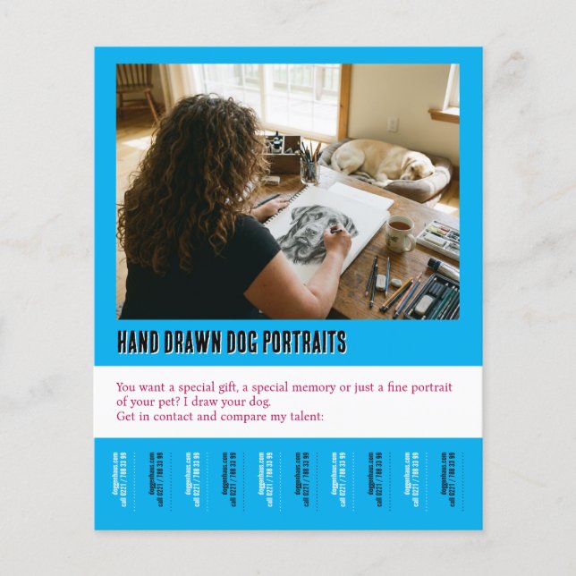 Dog Portrait Drawing Poster Tear off  Flyer (Front)