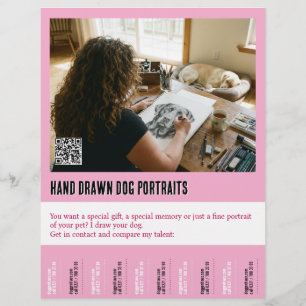Dog Portrait Drawing Poster Tear off Flyer