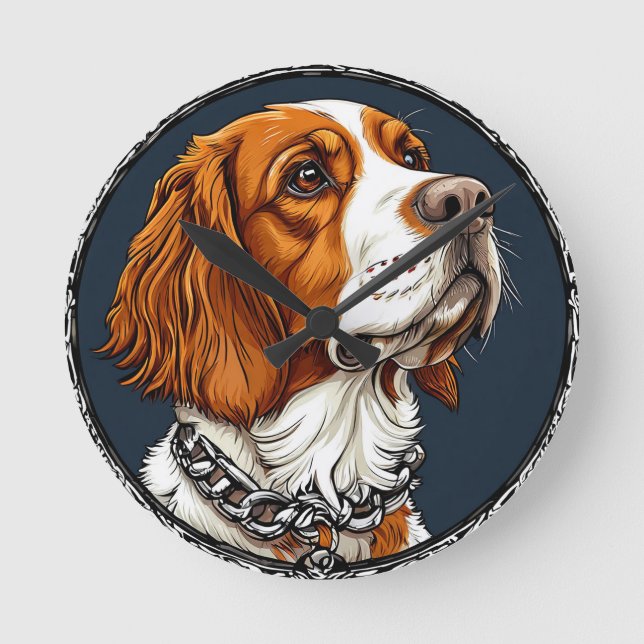 Dog Portrait Emphasizing Detail Round Clock (Front)