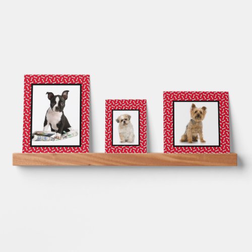 Dog Portrait Frames with Dog Bones Picture Ledge