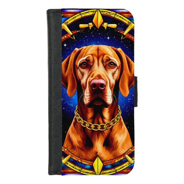 Dog Portrait in Art Deco Frame iPhone Wallet Case (Front)