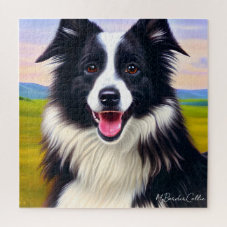 Dog Portrait in Nature - Cute Border Collie Jigsaw Puzzle