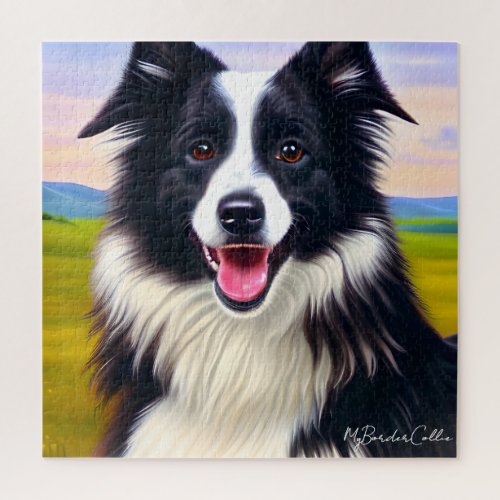 Dog Portrait in Nature _ Cute Border Collie Jigsaw Puzzle