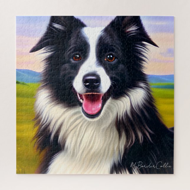 Dog Portrait in Nature - Cute Border Collie Jigsaw Puzzle (Vertical)