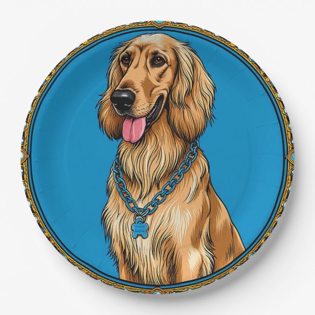 Dog Portrait in Ornate Frame Paper Plates (Front)