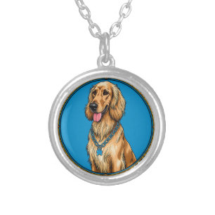 Dog Portrait in Ornate Frame Silver Plated Necklace
