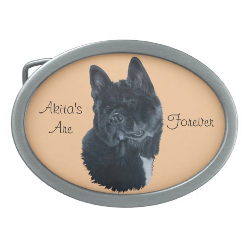 dog portrait of black brindle Japanese akita Belt Buckle