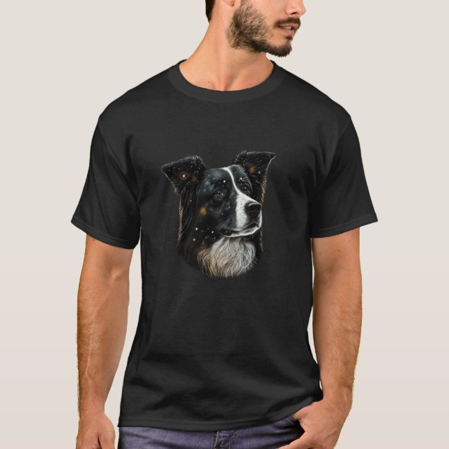 Dog portrait of mom Border Collie T-Shirt (Front)