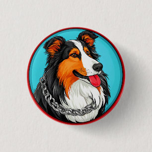 Dog Portrait Ornate Artistic Style Button