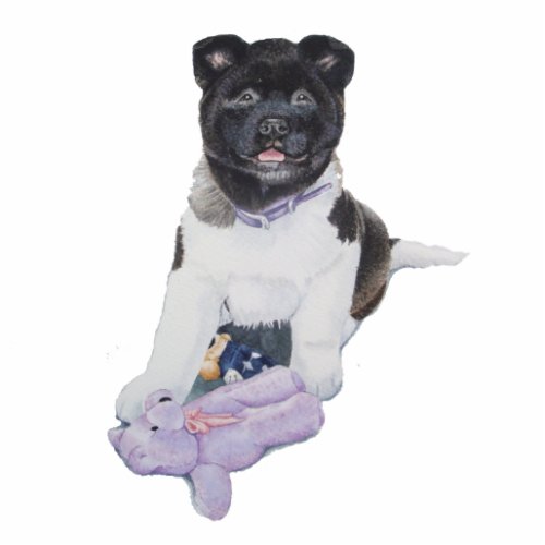 dog portrait painting of cute akita puppy cutout