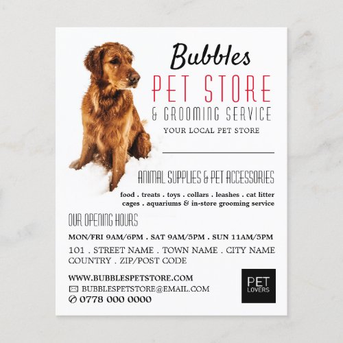 Dog Portrait Pet Store  Groomers Advertising Flyer