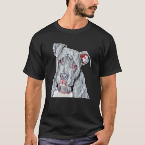 Dog Portrait Photo Filter Pit Bull Dog T_Shirt