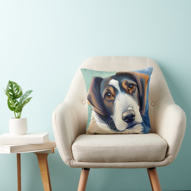 Dog Portrait Sketch 3D Painting Throw Pillow (Chair)