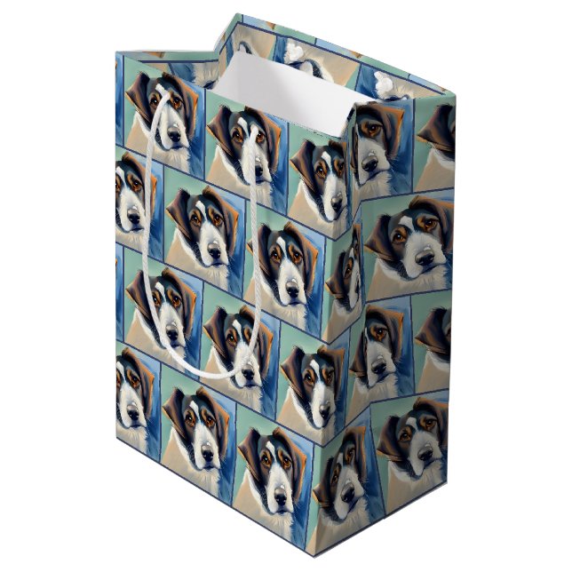 Dog Portrait Sketch Painting Medium Gift Bag (Back Angled)