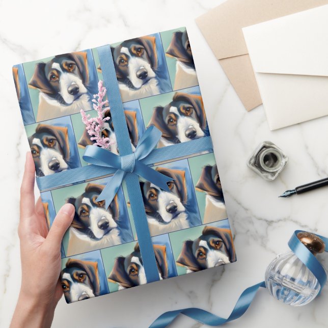 Dog Portrait Sketch Painting Wrapping Paper (Gifting)