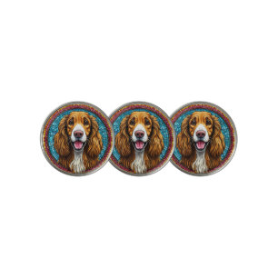 Dog Portrait with Mosaic-Inspired Background Golf Ball Marker