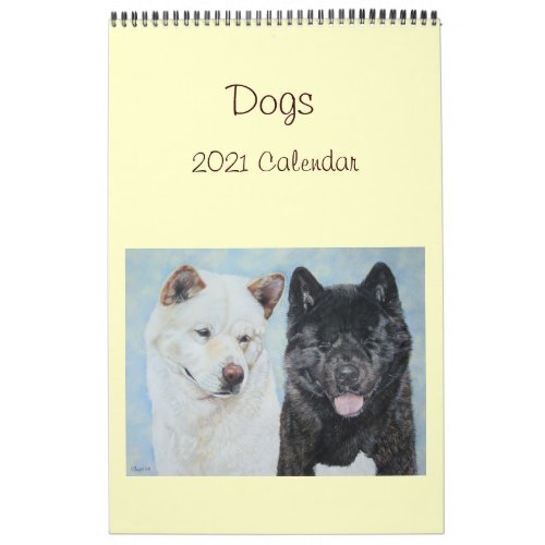dog portraits akita labrador collie art 2021 calendar