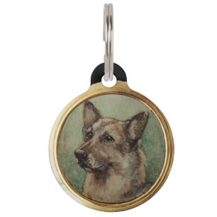 DOG PORTRAITS /German Shepherd /Photo Template Pet ID Tag