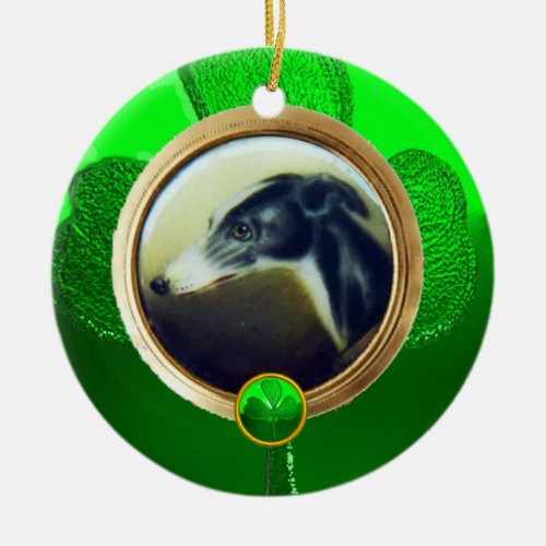 DOG PORTRAITS Irish Greyhound Gold Photo Template Ceramic Ornament