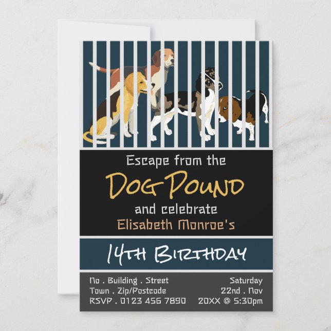 Dog Pound Theme, Escape Room Birthday Party Invitation (Front)