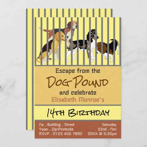 Dog Pound Theme Escape Room Birthday Party Invitation