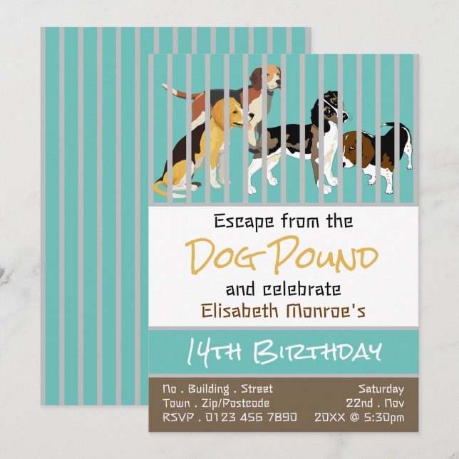 Dog Pound Theme, Escape Room Birthday Party Invitation (Front/Back)