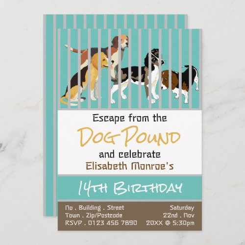Dog Pound Theme Escape Room Birthday Party Invitation