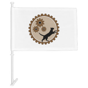 dog powered cage with wheels car flag