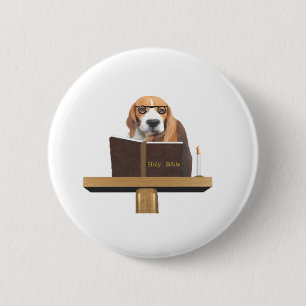 Dog Preacher Pinback Button