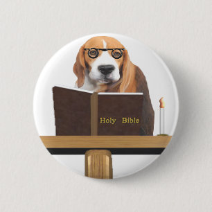 Dog Preacher Pinback Button
