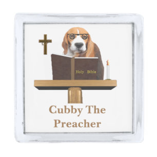 Dog Preacher Silver Finish Lapel Pin