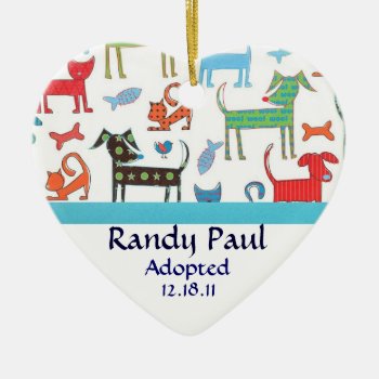 Dog Print Adoption Announcement Ornament by AdoptionGiftStore at Zazzle