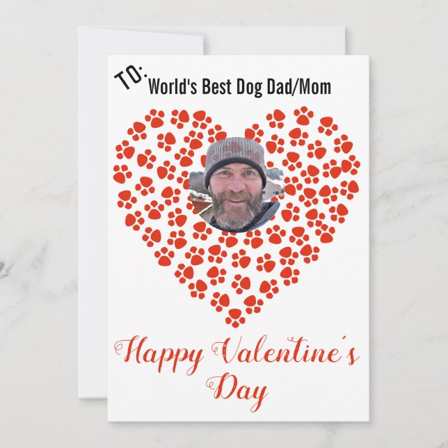 Dog Print Customizable Valentine's Message Holiday Card (Front)