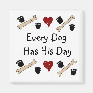 Dog Prints and Bones with Saying Magnet