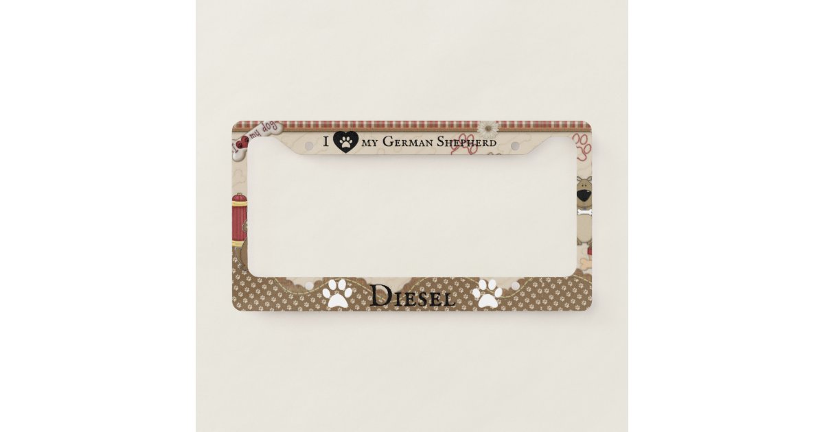 Dog Prints Personalized License Plate Frame Zazzle