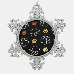 dog prints pewter ornament