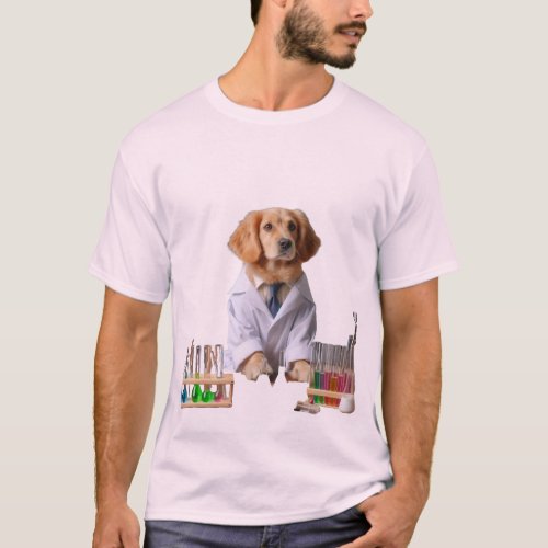 Dog Professor Conducting Experiments in The Lab T_Shirt