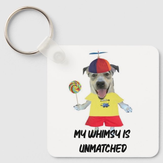 Dog propeller hat funny quote keychain (Front)