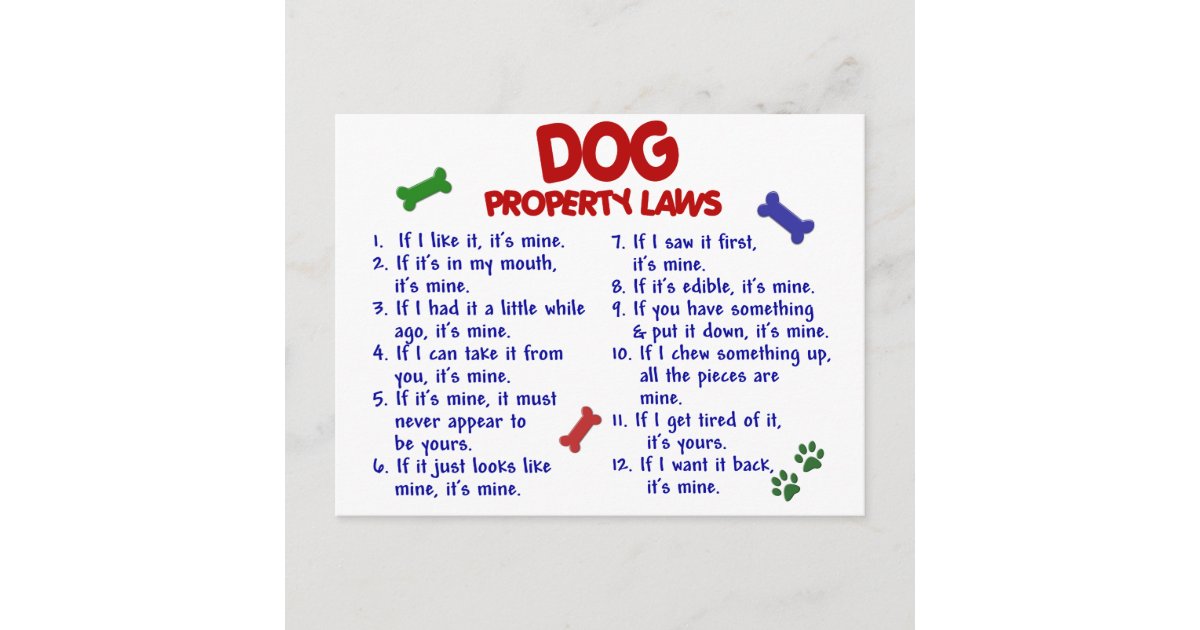 DOG Property Laws 2 Postcard Zazzle
