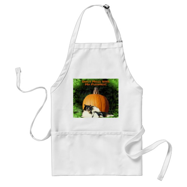 Dog Protecting Large Pumpkin Adult Apron (Front)