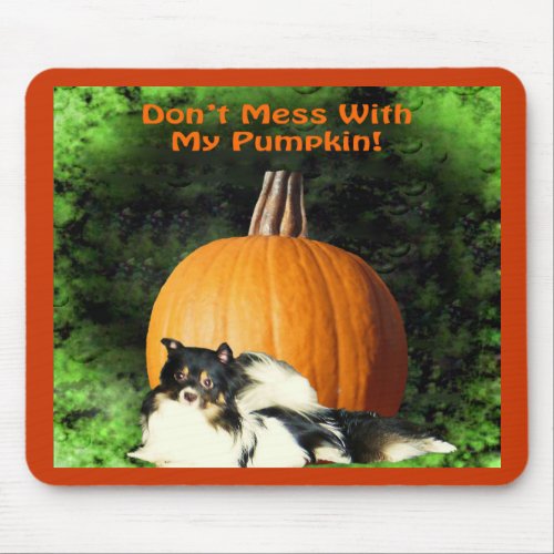 Dog Protecting Large Pumpkin Mouse Pad