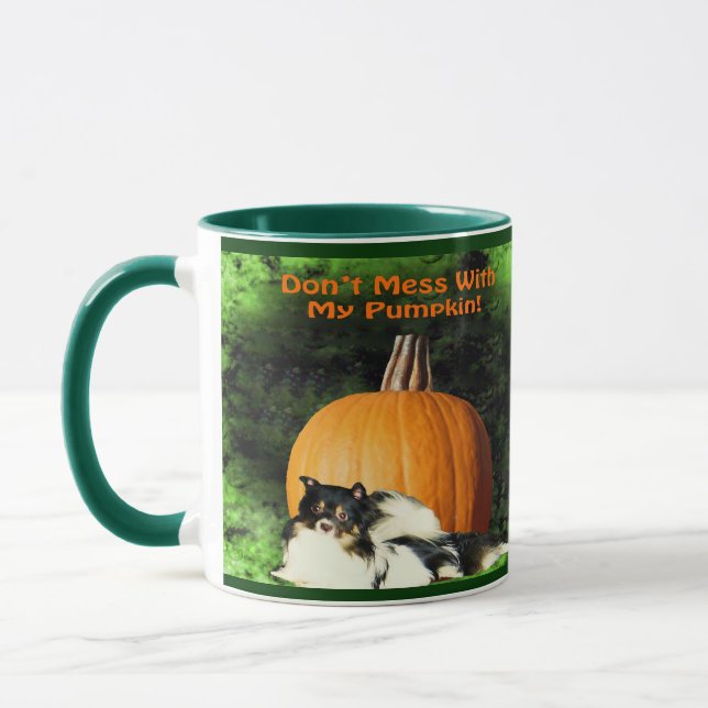 Dog Protecting Large Pumpkin Mug (Left)
