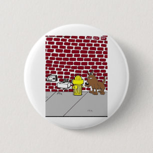 Dog Public Bathrooms Funny Cartoon Tees & Gifts Button